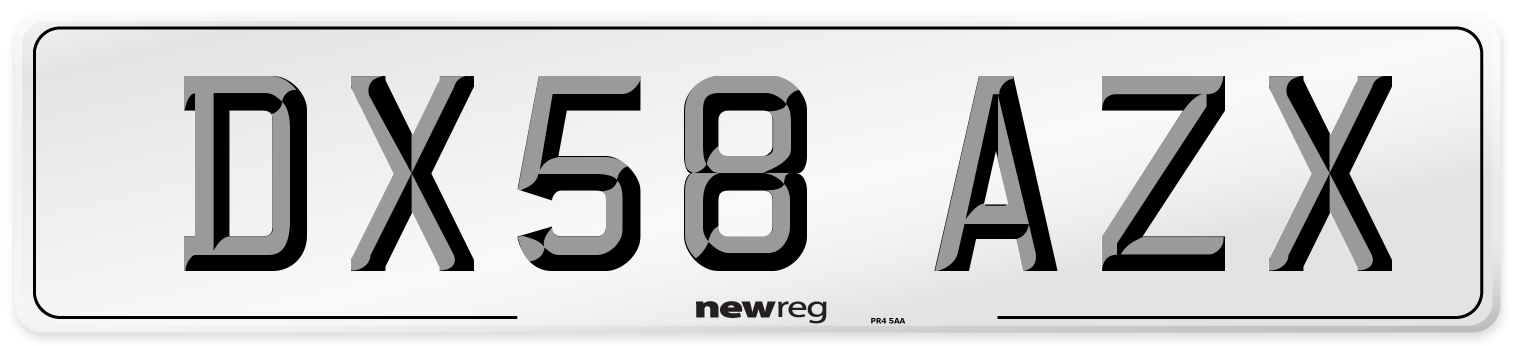 DX58 AZX Number Plate from New Reg